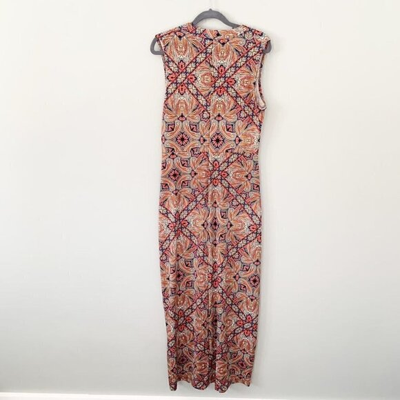 Nina Leonard paisley floral v-neck stretch sleeveless midi‎ dress - Medium - Picture 4 of 7